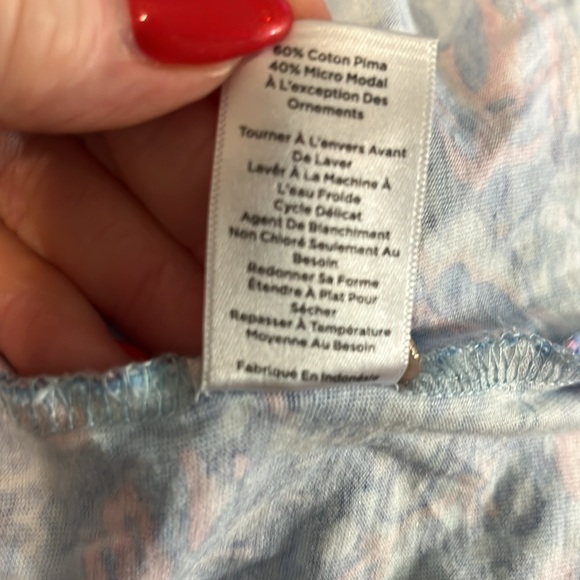 Talbots Floral Lace Trim Tunic Top Size 2X Pima Cotton 3/4 Sleeves - Picture 8 of 8